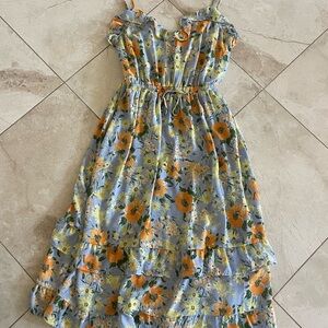 Floral woman’s Dress in Blue and Orange